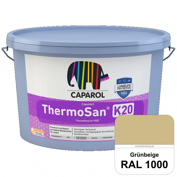 Capatect ThermoSan® Fassadenputz NQG® (K 20) (RAL 1000 Grünbeige) Kratzputz-Struktur in Körnung 2 mm