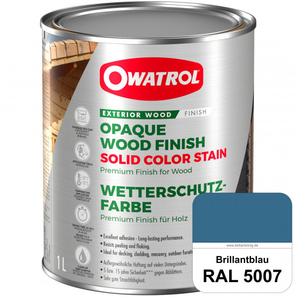 Solid Color Stain (RAL 5007 Brillantblau) deckende und matte Wetterschutzfarbe außen