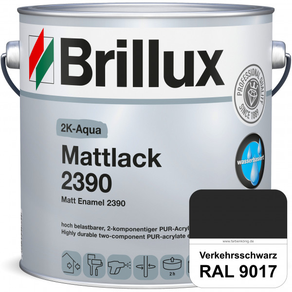 2K-Aqua Mattlack 2390 (RAL 9017 Verkehrsschwarz) mechanisch und chemisch hoch belastbar für außen &