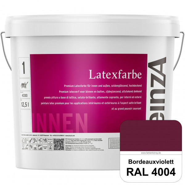 einzA Latexfarbe Premium (RAL 4004 Bordeauxviolett) Hochwertige scheuerbeständige seidenglänzende La