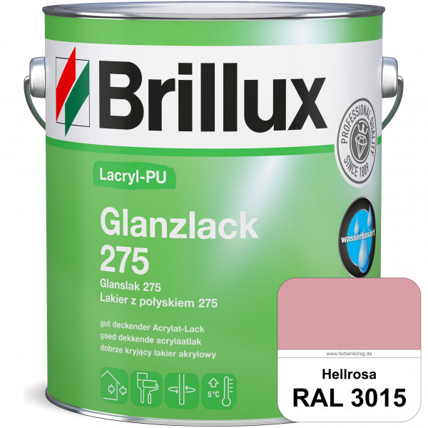 Lacryl-PU Glanzlack 275 (RAL 3015 Hellrosa) Glänzender Lack (wasserbasiert) für z. B. Holz, Zink, Al