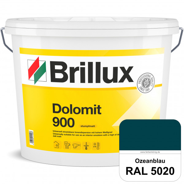 Dolomit 900 (RAL 5020 Ozeanblau) stumpfmatte Innen-Dispersionsfarbe mit gutem Deckvermögen