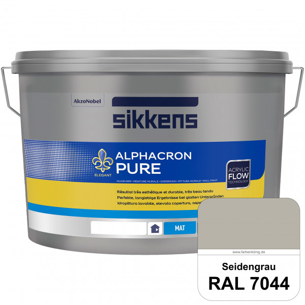 Alphacron Pure (RAL 7044 Seidengrau) Edelmatte & hochertige Premium Wandfarbe für glatte Untergründe