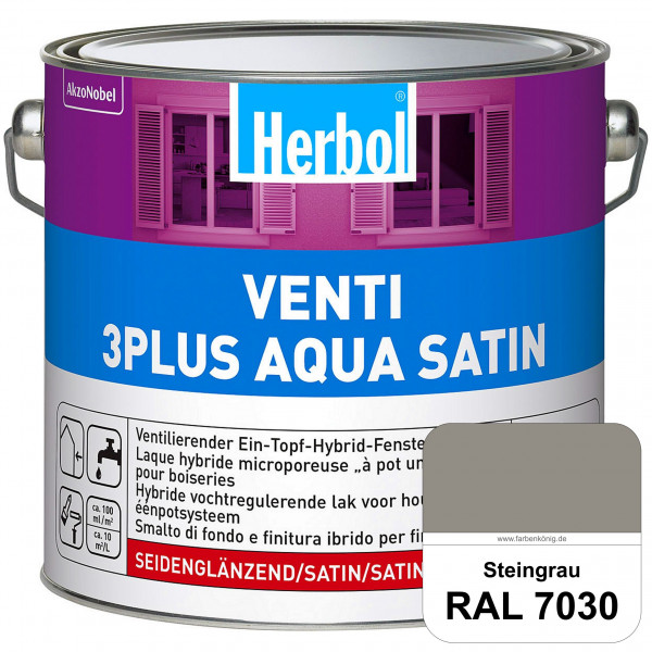 Venti 3Plus Aqua Satin (RAL 7030 Steingrau) wasserbasierter & feuchtigkeitregulierender Ein-Topf-Fen