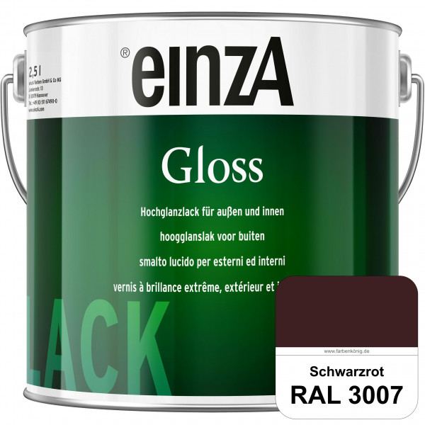 einzA Gloss (RAL 3007 Schwarzrot) Hochwertiger Alkydharzlack in Premium-Qualität, hochglänzend.