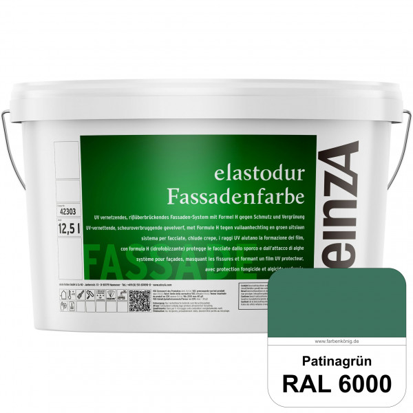 einzA elastodur Fassadenfarbe (RAL 6000 Patinagrün) UV-vernetzendes & rissüberbrückendes Fassadenfar