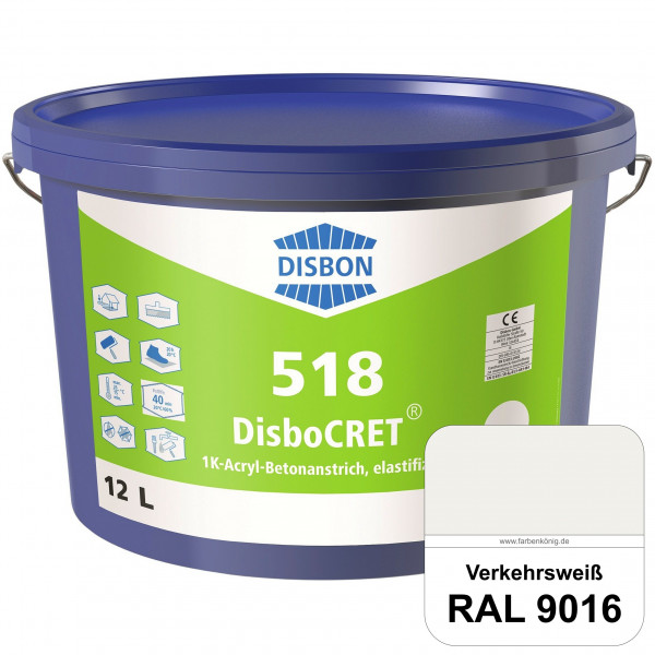 DisboCRET 518 1K-Acryl-Betonanstrich, elastifiziert (RAL 9016 Verkehrsweiß) Tieftemperaturelastische