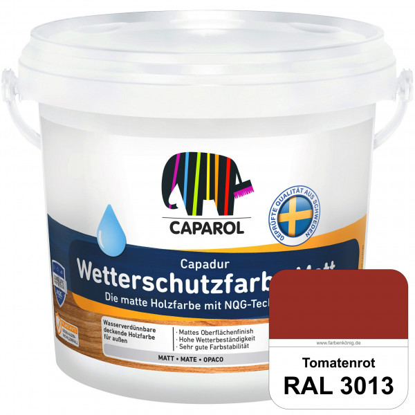 Capadur Wetterschutzfarbe Matt (RAL 3013 Tomatenrot) matte Holzfarbe mit NQG-Technologie für außen
