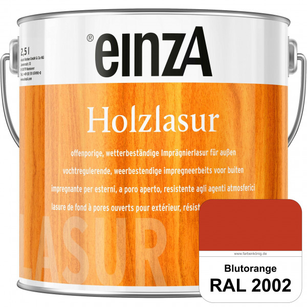 einzA Holzlasur (RAL 2002 Blutorange) Offenporige Imprägnierlasur für Außen-Holzbauteile