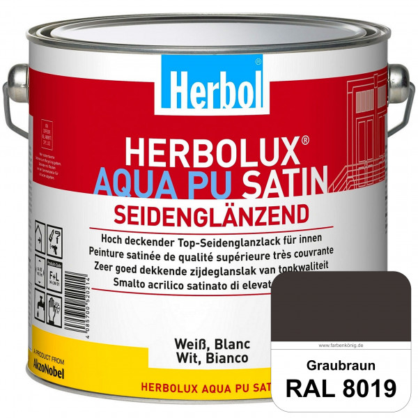 Herbolux Aqua PU Satin (RAL 8019 Graubraun) Wasserverdünnbarer Top-PU-Seidenglanzlack (Innen)