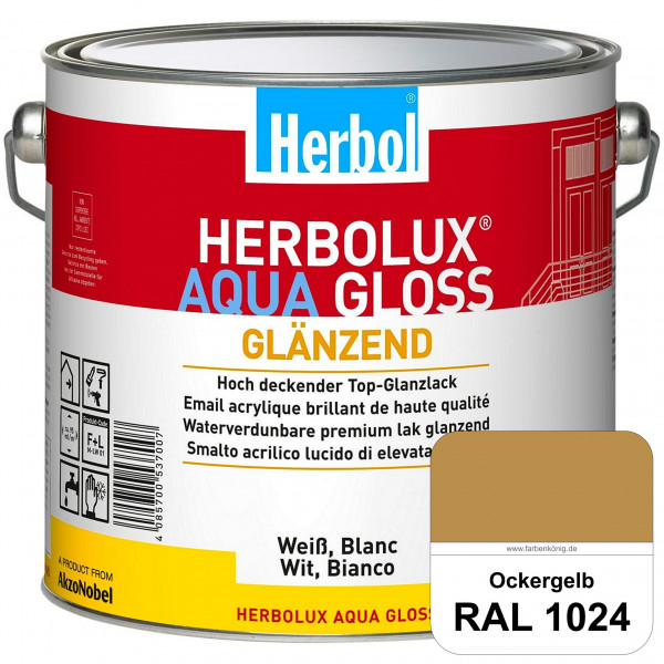 Herbolux Aqua Gloss (RAL 1024 Ockergelb) Wasserverdünnbarer Top-Glanzlack (Innen)