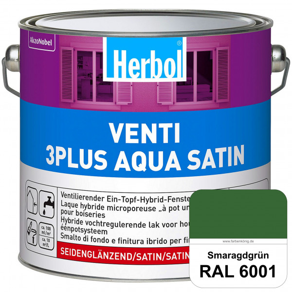 Venti 3Plus Aqua Satin (RAL 6001 Smaragdgrün) wasserbasierter & feuchtigkeitregulierender Ein-Topf-F