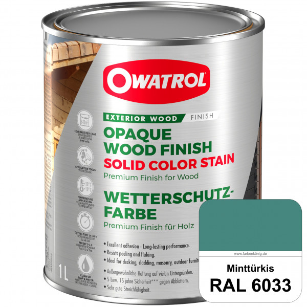 Solid Color Stain (RAL 6033 Minttürkis) deckende und matte Wetterschutzfarbe außen