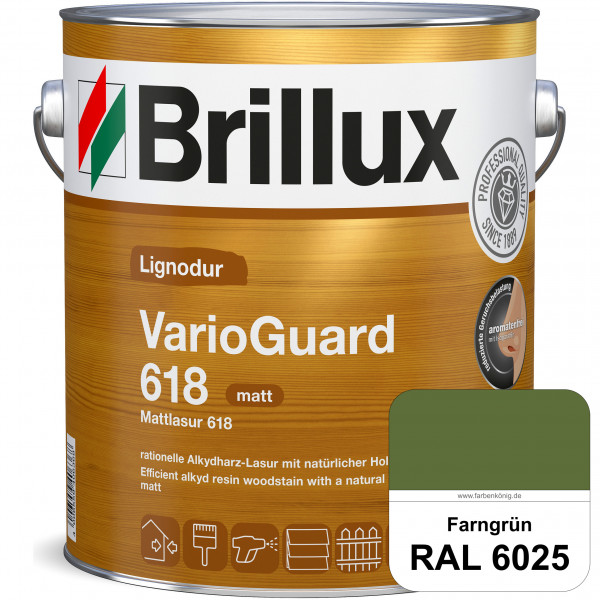 Mattlasur 618 (RAL 6025 Farngrün) matte & wetterbeständige Lasur (lösemittelhaltig) für Laub- und Na