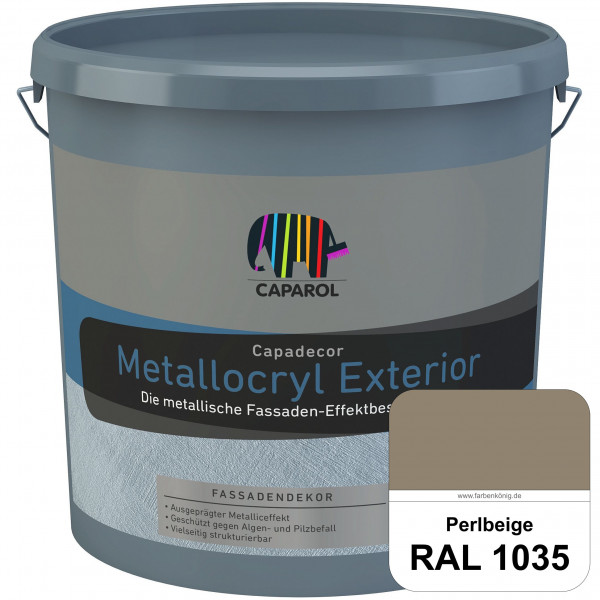 Capadecor Metallocryl Exterior (RAL 1035 Perlbeige) Seidenglänzende Dispersionsfarbe mit metallische