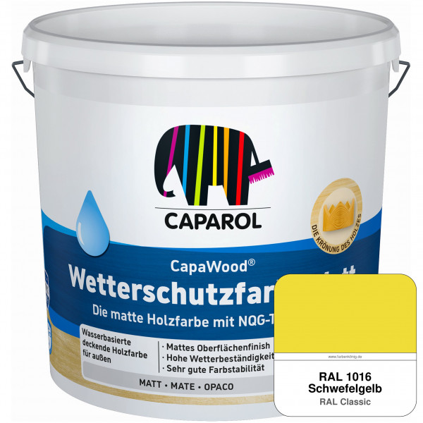 CapaWood® Wetterschutzfarbe Matt (RAL 1016 Schwefelgelb) - ersetzt Capadur Wetterschutzfarbe Matt