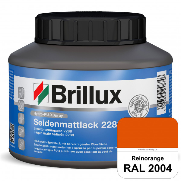 Hydro-PU-XSpray Seidenmattlack 2288 (RAL 2004 Reinorange) hochwertiger Lack speziell für das XVLP-Sp