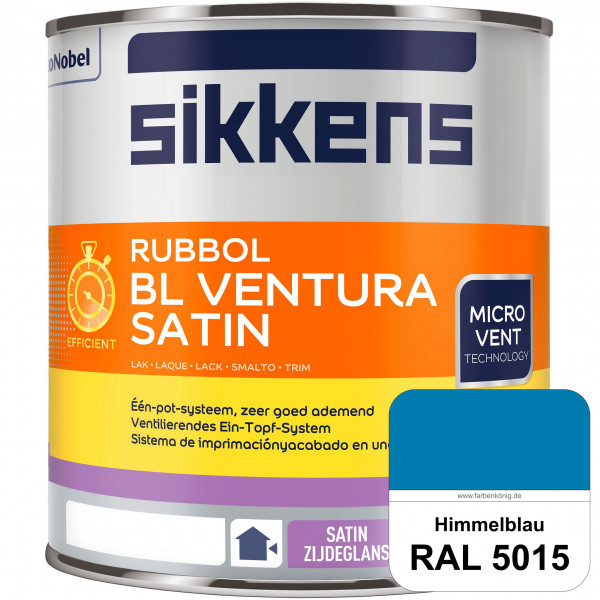 Rubbol BL Ventura Satin (RAL 5015 Himmelblau) Seidenglanzlack (wasserbasiert) Fenster außen