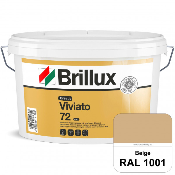 Creativ Viviato 72 (RAL 1001 Beige) Tuchmatte Dispersionslasur für die dekorative Wandgestaltung im