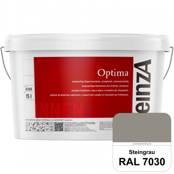 einzA Optima (RAL 7030 Steingrau) Stumpfmatte Dispersionsfarbe für hochwertige Anstriche