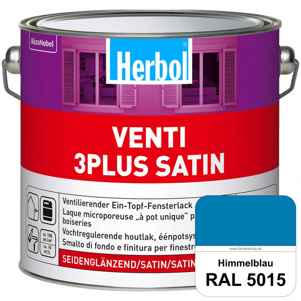 Venti 3Plus Satin (RAL 5015 Himmelblau) feuchtigkeitregulierender & seidenglänzender Ein-Topf-Fenste