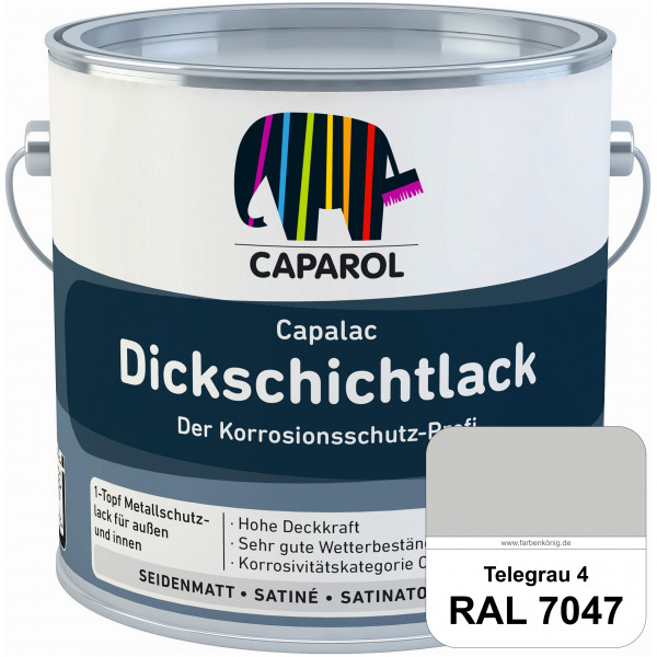 Capalac Dickschichtlack (RAL 7047 Telegrau 4) 1-Topf Metallschutzlack (löselmittelhaltig) innen & au