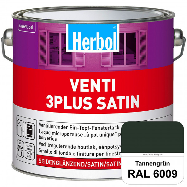 Venti 3Plus Satin (RAL 6009 Tannengrün) feuchtigkeitregulierender & seidenglänzender Ein-Topf-Fenste
