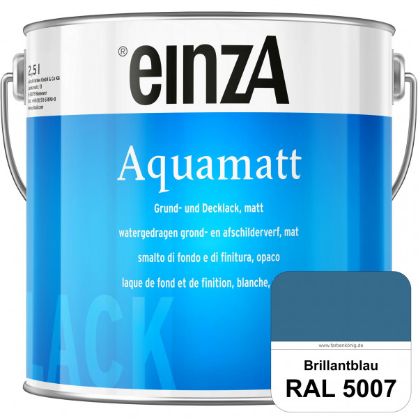 einzA Aquamatt (RAL 5007 Brillantblau) Wasserverdünnbare Vorstreichfarbe & matte Lackfarbe