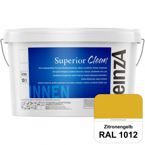 einzA Superior Clean (RAL 1012 Zitronengelb) Hoch reinigungsfähige, stumpfmatte Premium-Wandbeschich
