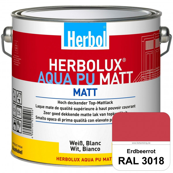 Herbolux Aqua PU Matt (RAL 3018 Erdbeerrot) Top-PU-Mattlack auf Wasserbasis (Innen)