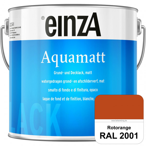 einzA Aquamatt (RAL 2001 Rotorange) Wasserverdünnbare Vorstreichfarbe & matte Lackfarbe