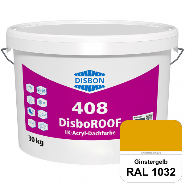DisboROOF 408 1K-Acryl-Dachfarbe (RAL 1032 Ginstergelb) Elastische Reinacrylatbeschichtung für Beton