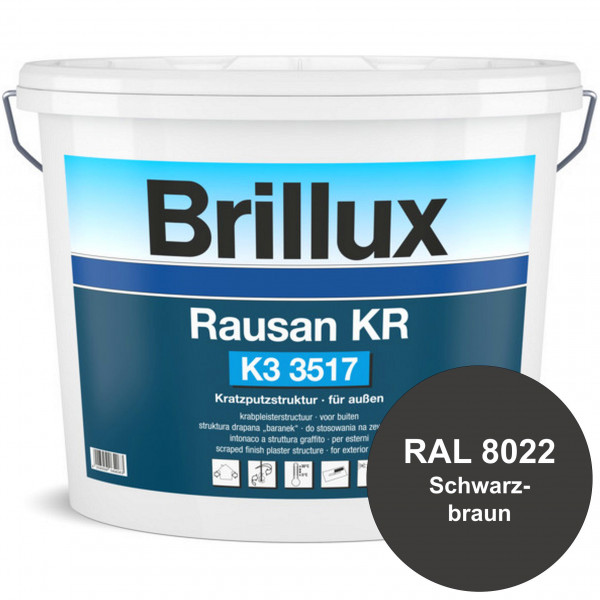 Rausan KR K3 3517 mit Protect (RAL 8022 Schwarzbraun) Organisch gebundener Kratzputz für wetterbestä