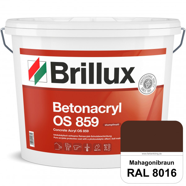 Betonacryl OS 859 (RAL 8016 Mahagonibraun) Wetterbeständige Schutzbeschichtung für Betonflächen (Auß