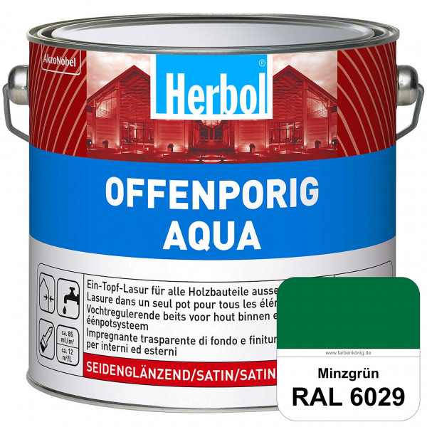 Offenporig Aqua (RAL 6029 Minzgrün) Wasserverdünnbar & hochwertige Ein-Topf-Holzlasur - Feuchteschut