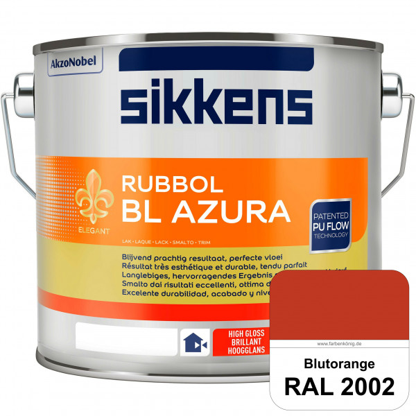 Rubbol BL Azura (RAL 2002 Blutorange) PU-Hochglanzlack (wasserbasiert) innen & außen