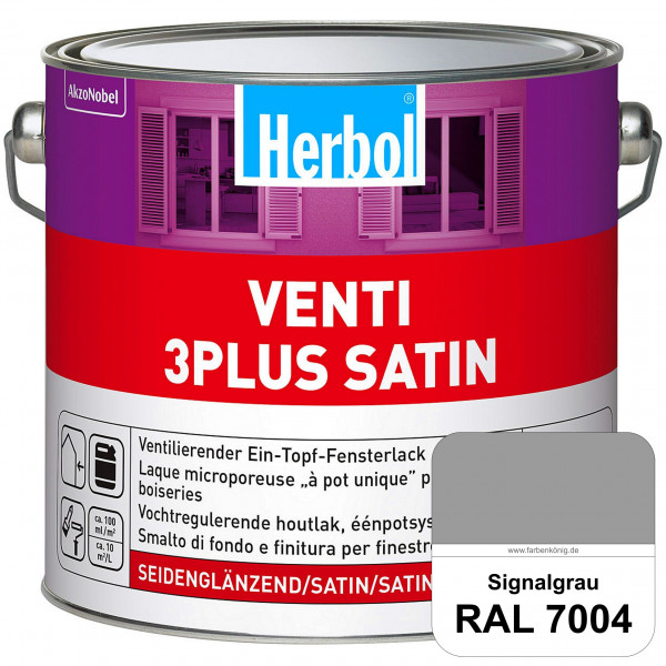 Venti 3Plus Satin (RAL 7004 Signalgrau) feuchtigkeitregulierender & seidenglänzender Ein-Topf-Fenste