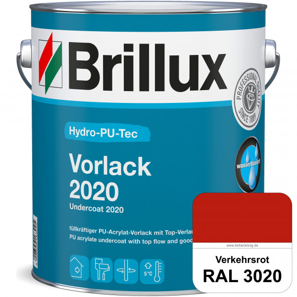 Hydro-PU-Tec Vorlack 2020 (RAL 3020 Verkehrsrot) hochwertiger Vorlack für grundierte bzw. gespachtel