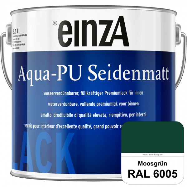 einzA Aqua-PU seidenmatt (RAL 6005 Moosgrün) wasserverdünnbarer Premiumlack für innen