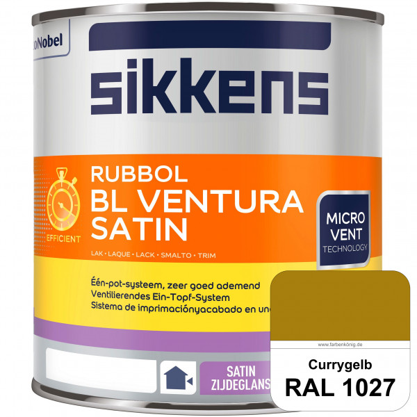 Rubbol BL Ventura Satin (RAL 1027 Currygelb) Seidenglanzlack (wasserbasiert) Fenster außen