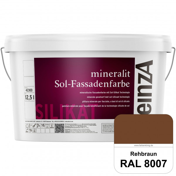 einzA mineralit Sol Fassadenfarbe (RAL 8007 Rehbraun) mineralische Fassadenfarbe mit Sol-Silikat Tec