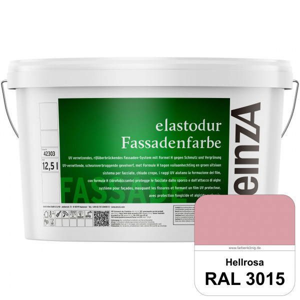 einzA elastodur Fassadenfarbe (RAL 3015 Hellrosa) UV-vernetzendes & rissüberbrückendes Fassadenfarbe