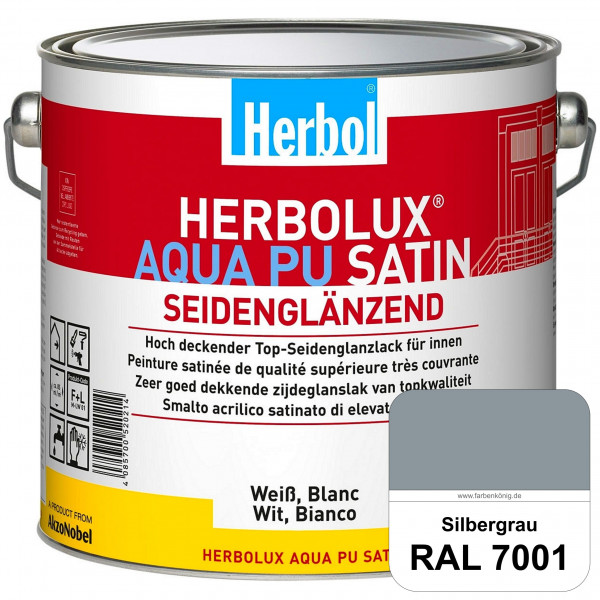 Herbolux Aqua PU Satin (RAL 7001 Silbergrau) Wasserverdünnbarer Top-PU-Seidenglanzlack (Innen)