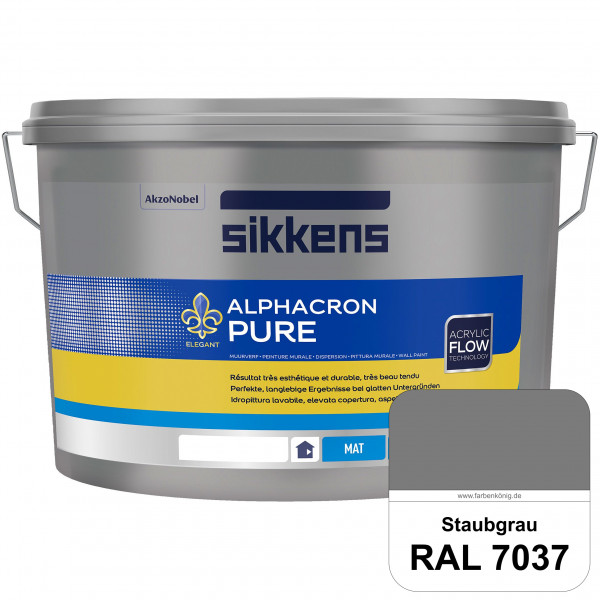 Alphacron Pure (RAL 7037 Staubgrau) Edelmatte & hochertige Premium Wandfarbe für glatte Untergründe.