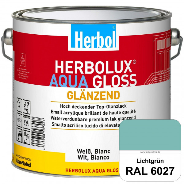 Herbolux Aqua Gloss (RAL 6027 Lichtgrün) Wasserverdünnbarer Top-Glanzlack (Innen)