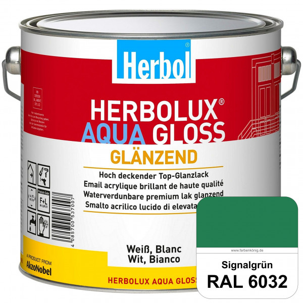 Herbolux Aqua Gloss (RAL 6032 Signalgrün) Wasserverdünnbarer Top-Glanzlack (Innen)