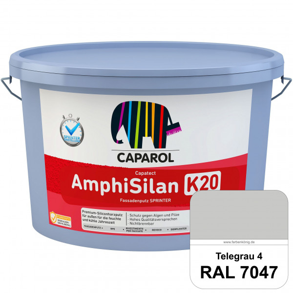 Capatect AmphiSilan Fassadenputz K 20 Winter/SPRINTER (RAL 7047 Telegrau 4) Verarbeitungsfertiger Si