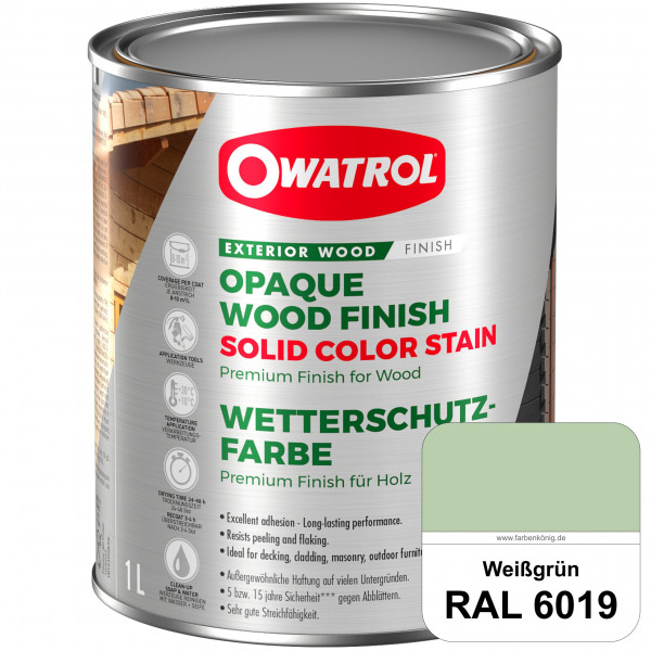 Solid Color Stain (RAL 6019 Weißgrün) deckende und matte Wetterschutzfarbe außen