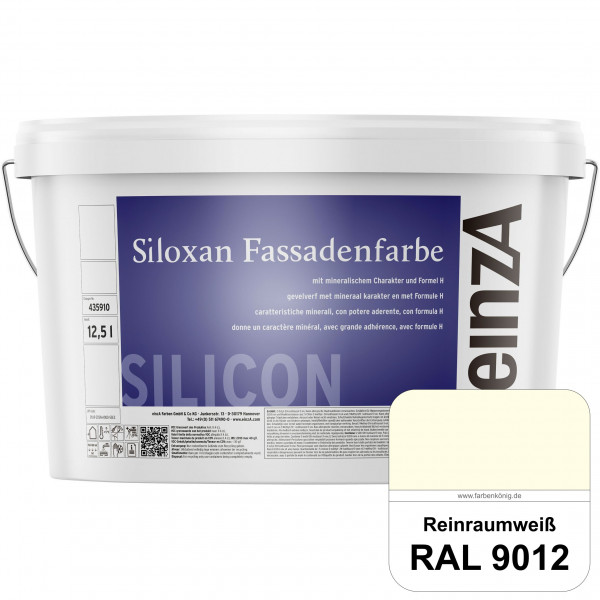 einzA Siloxan Fassadenfarbe (RAL 9012 Reinraumweiß) Siliconvergütete Fassadenfarbe