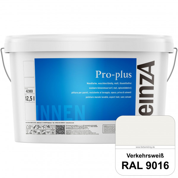 einzA Pro-plus (RAL 9016 Verkehrsweiß) Lösemittelfreie waschbeständige Kunststoff-Dispersionsfarbe